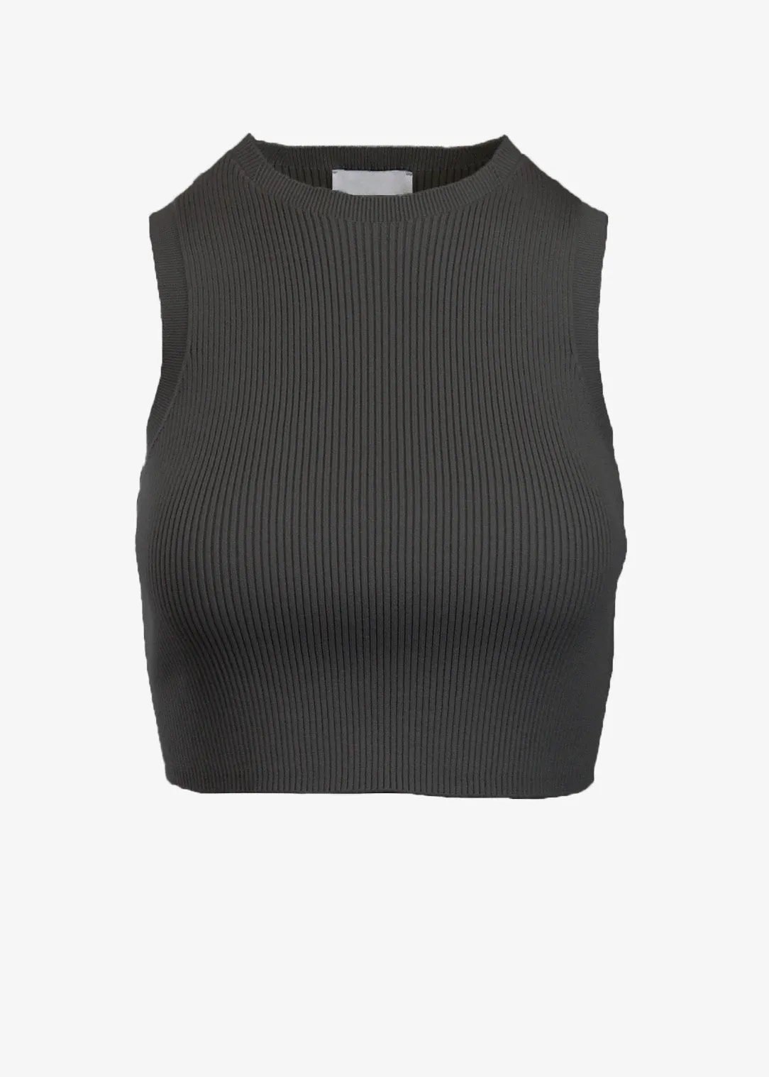 EMMA RIBBED CROP TANK - SLATE GREY