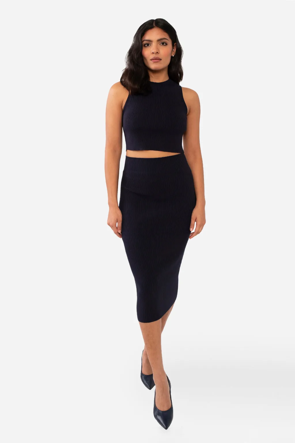 EMMA RIBBED CROP TANK - SLATE GREY