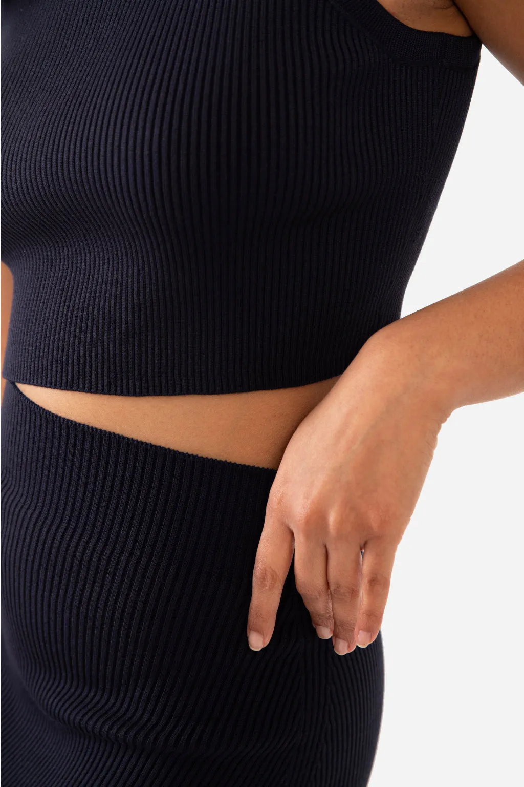 EMMA RIBBED CROP TANK - SLATE GREY