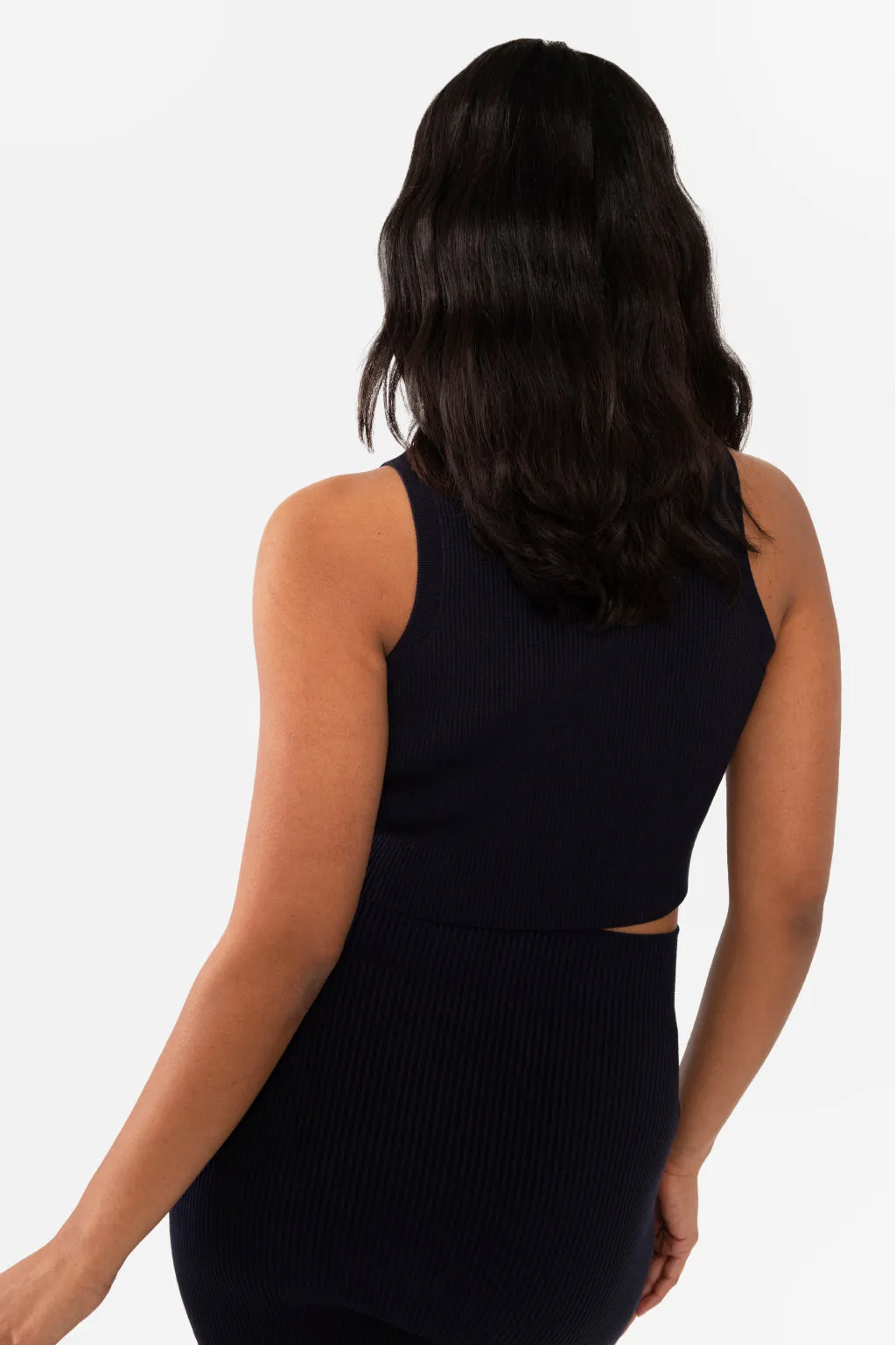 EMMA RIBBED CROP TANK - SLATE GREY