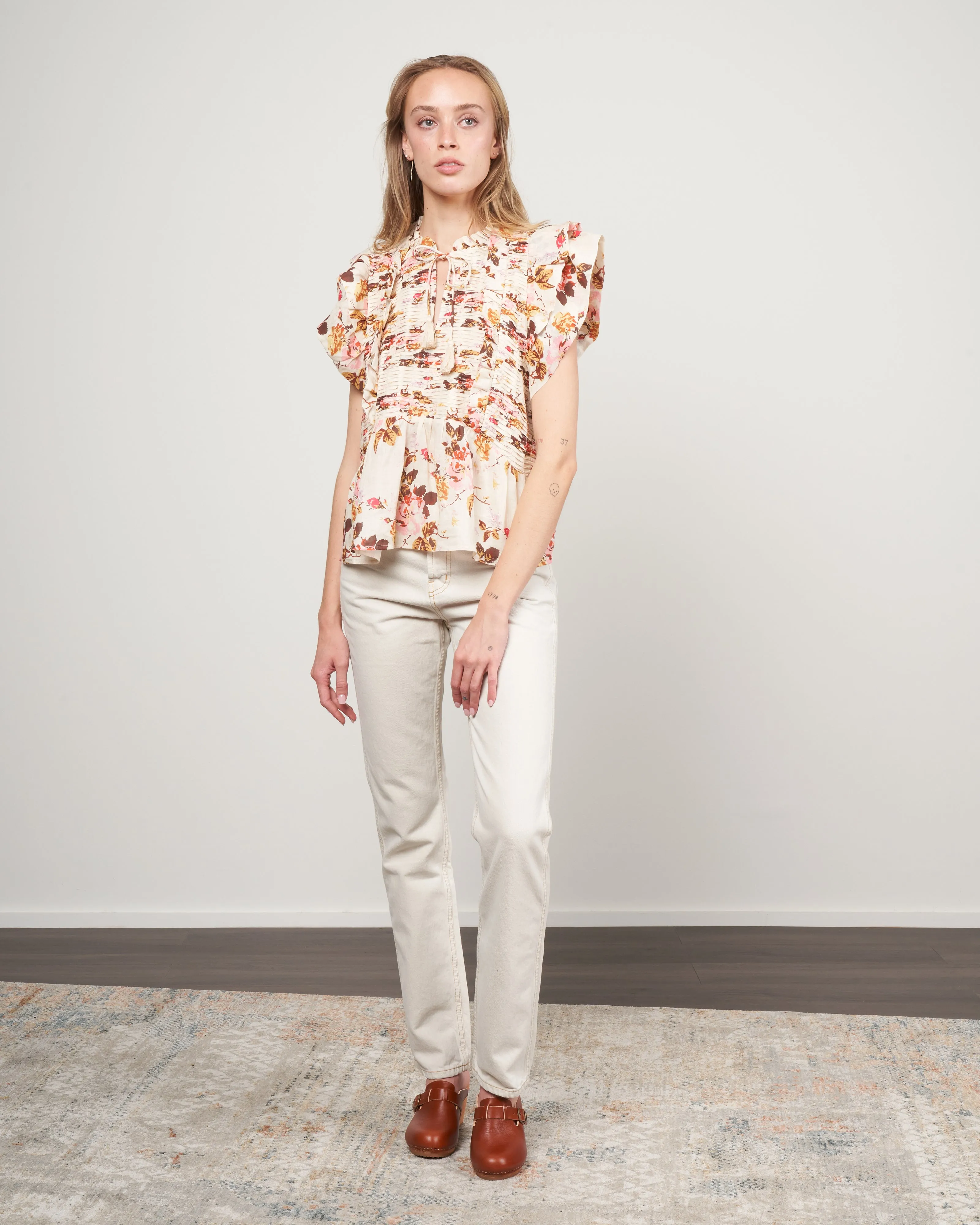 esme flutter sleeve top - cream