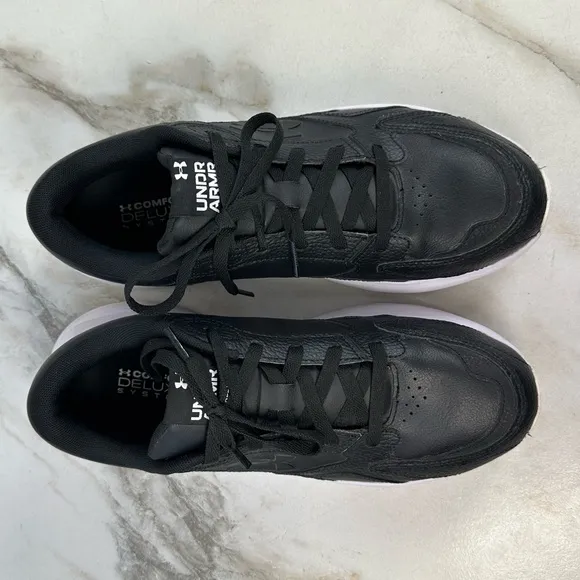 EUC Under Armour Men's Edge Black Leather Training Running Sneakers, 12