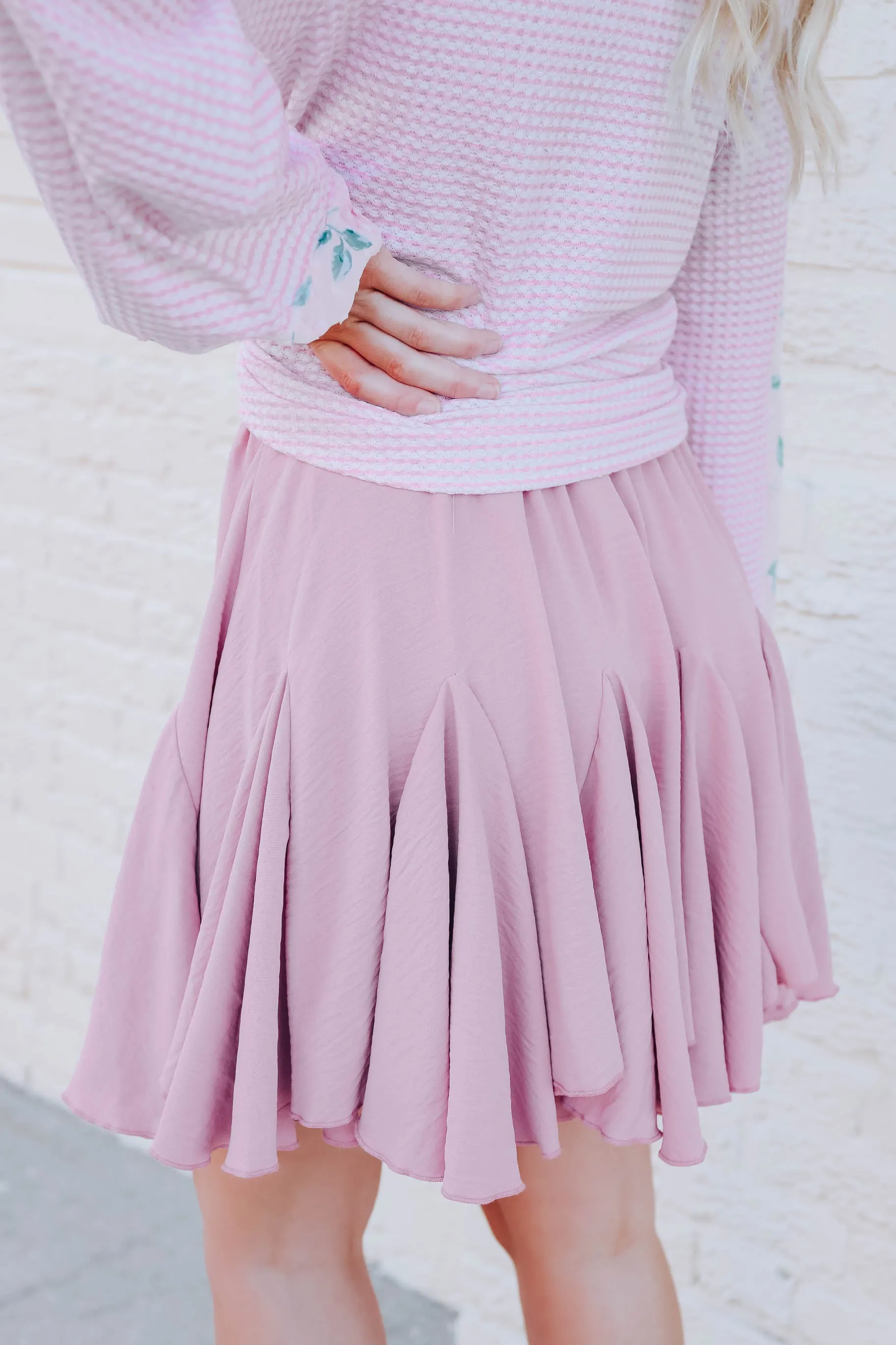 Flowing Into Spring Mini Skirt - Dusty Pink