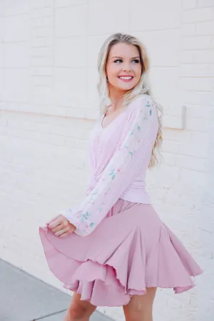 Flowing Into Spring Mini Skirt - Dusty Pink
