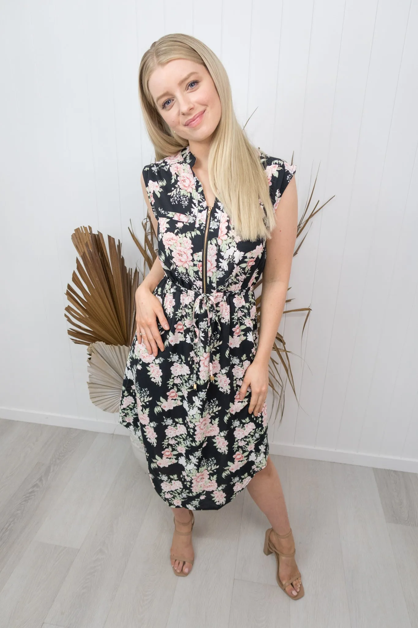 Frankie Dress -Black/floral