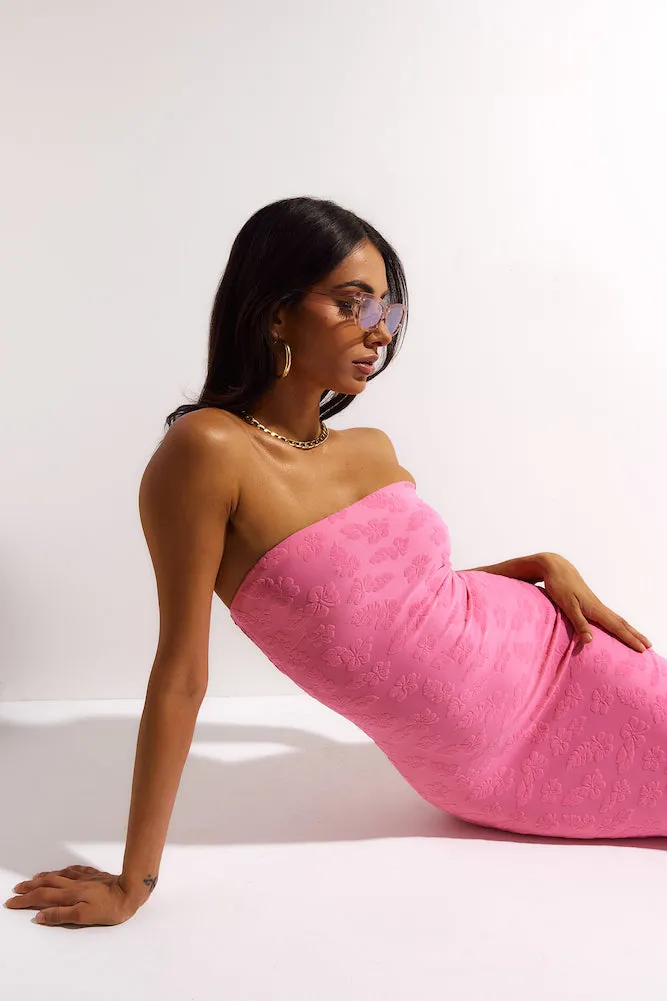 Fresh As The Tropics Midi Dress Pink