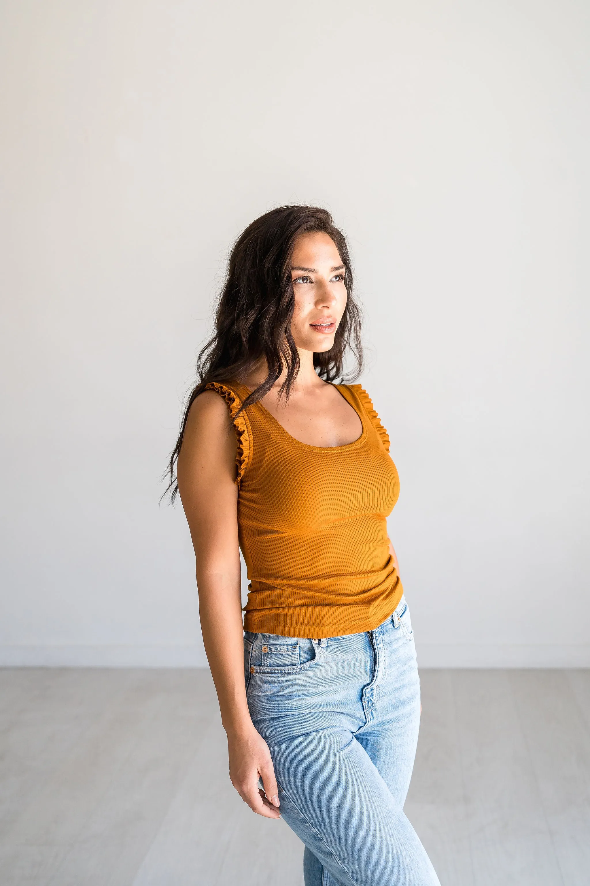 Goldenrod Ruffle Tank Top
