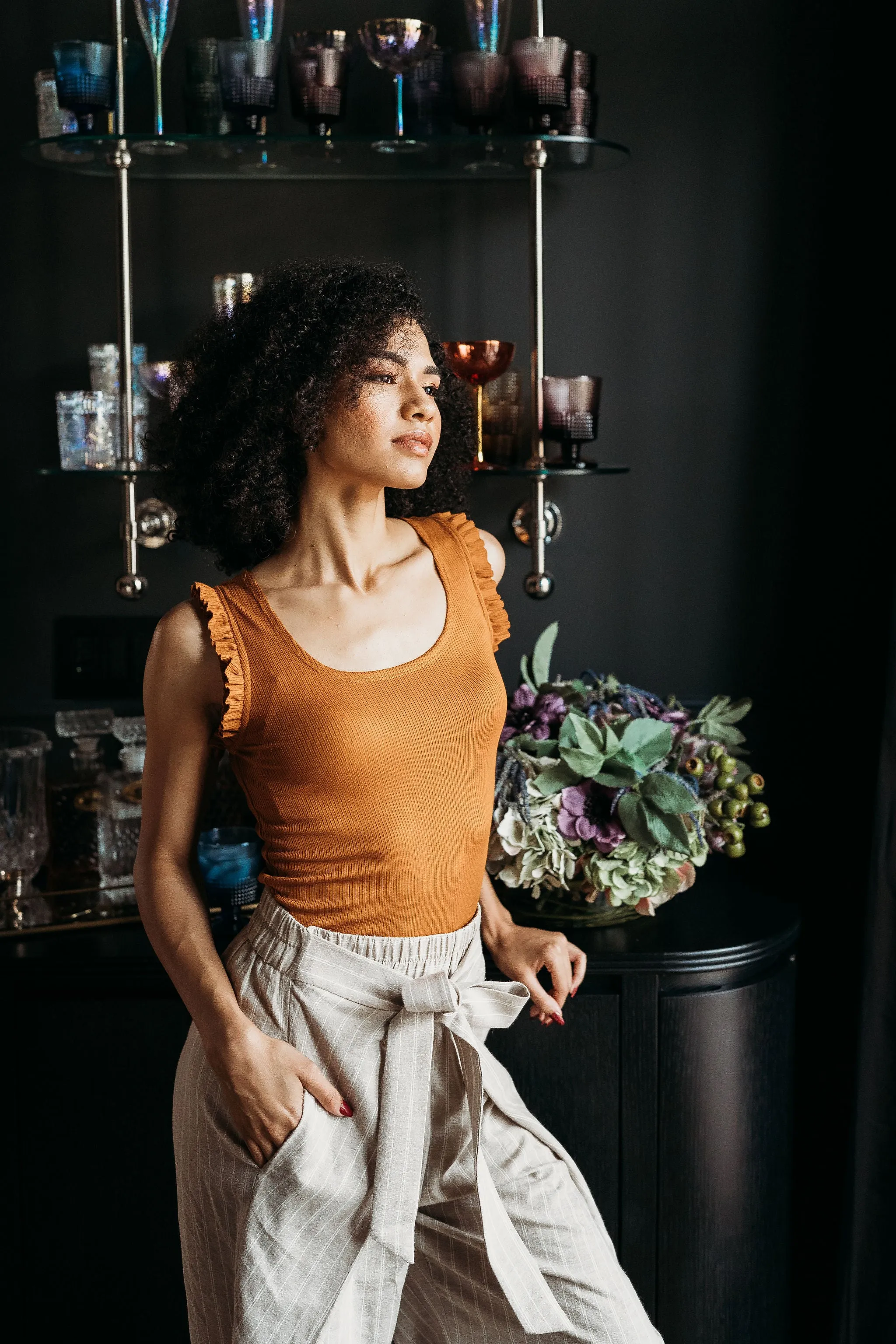 Goldenrod Ruffle Tank Top