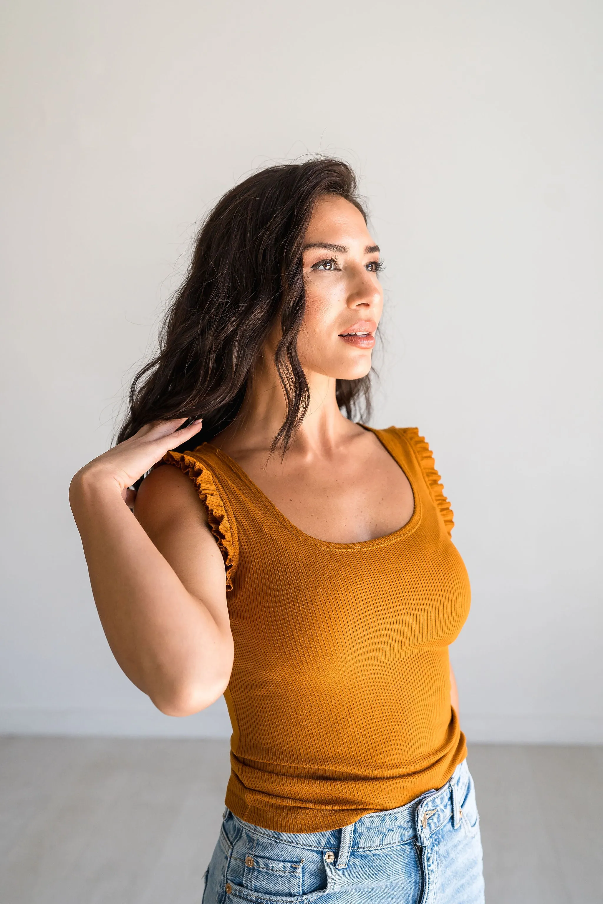 Goldenrod Ruffle Tank Top