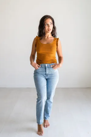 Goldenrod Ruffle Tank Top