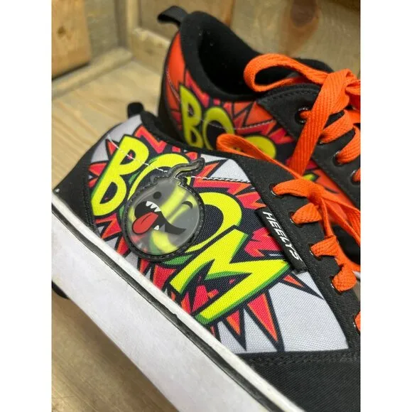 Heelys Youth 6 EU38 Comic BOOM wheeled Sneakers Skates Orange Red Black