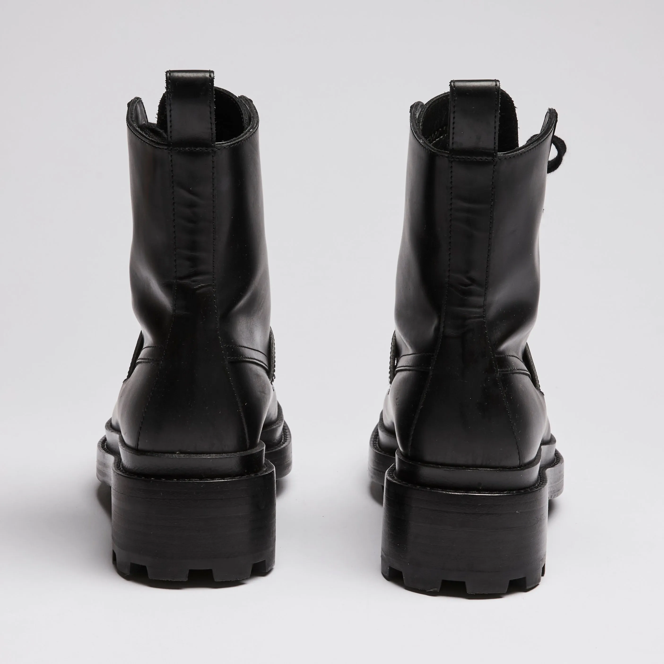 Hermes Black Leather Military Boots with Kelly Buckle Size 35