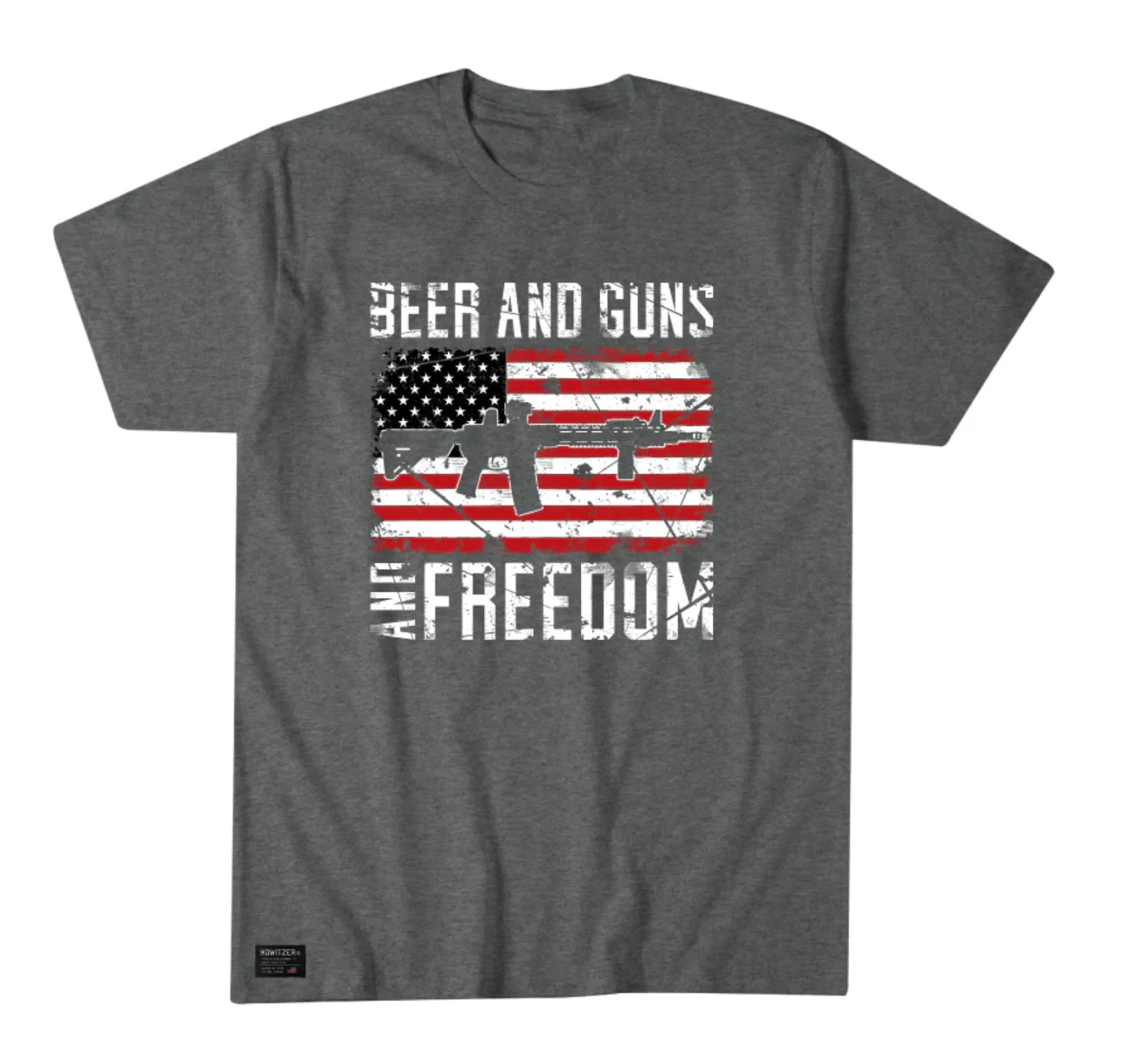 Howitzer Beer and Guns Graphite Heather Grey Graphic Tee