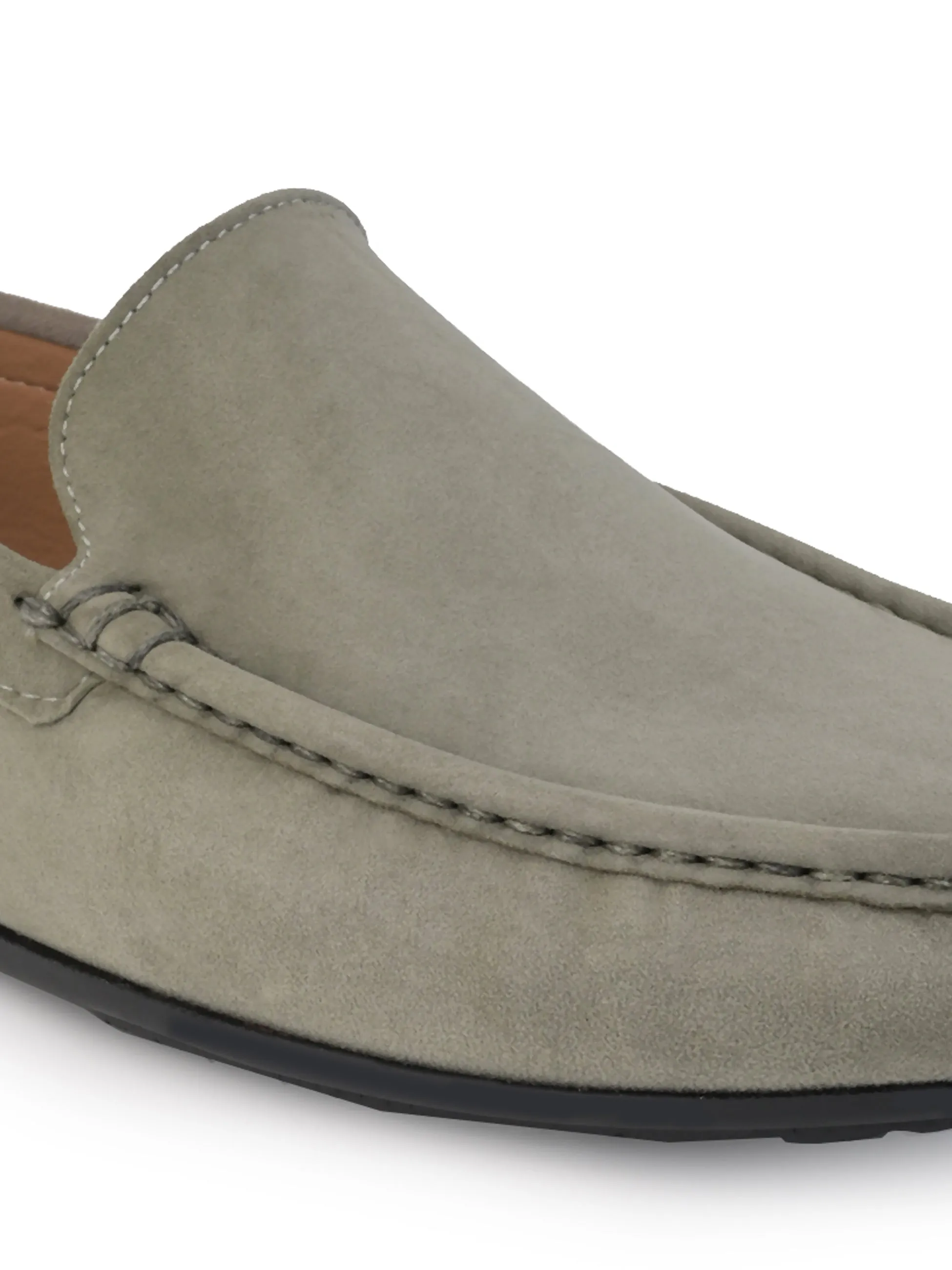 Hydes N Hues Olive Suede Leather Casual Loafers For Men