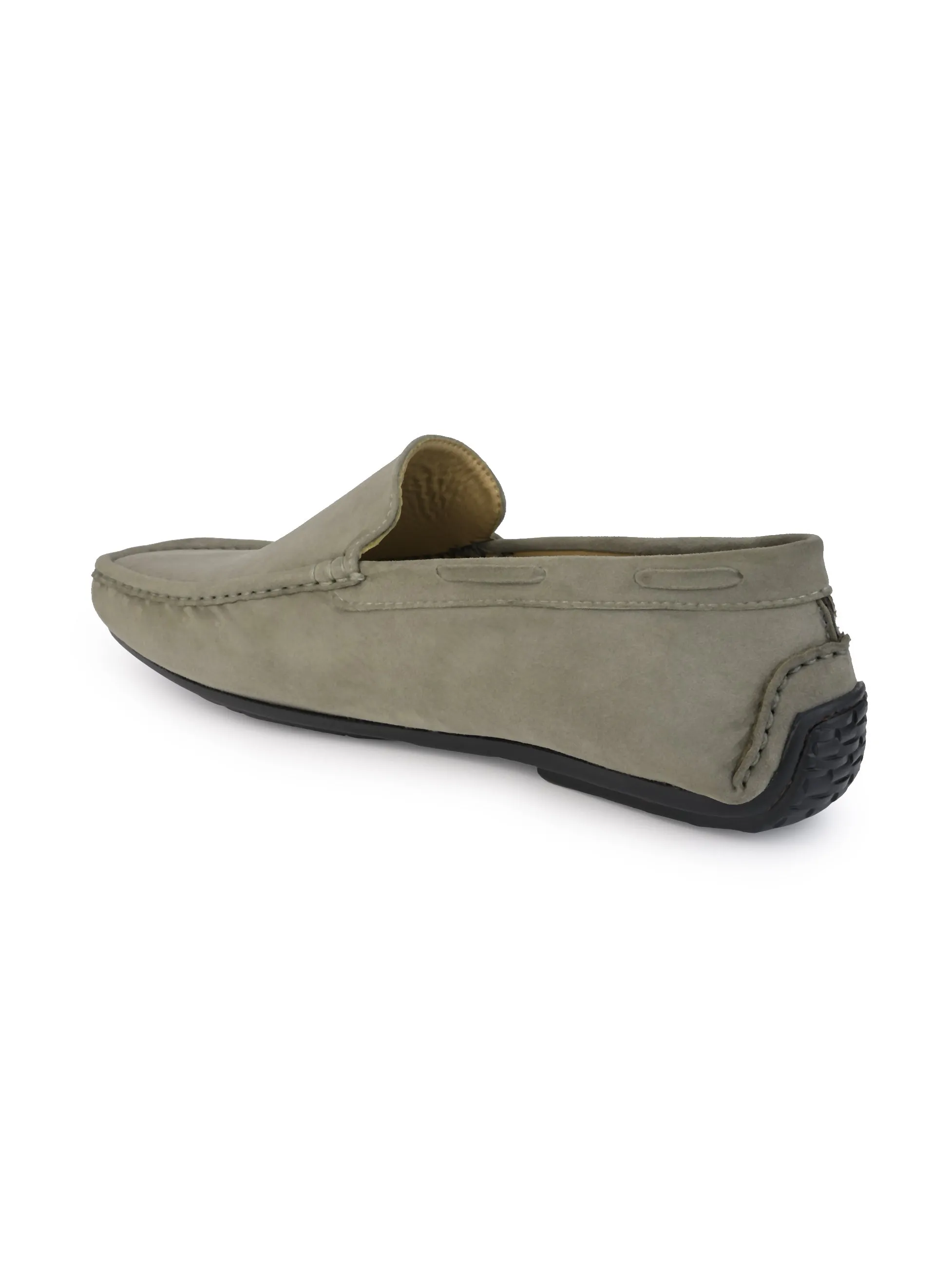 Hydes N Hues Olive Suede Leather Casual Loafers For Men