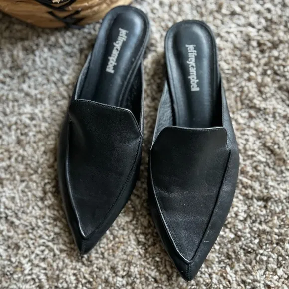 Jefferey Campbell Novit Black Leather Mule Loafers
