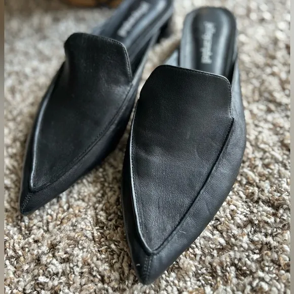 Jefferey Campbell Novit Black Leather Mule Loafers