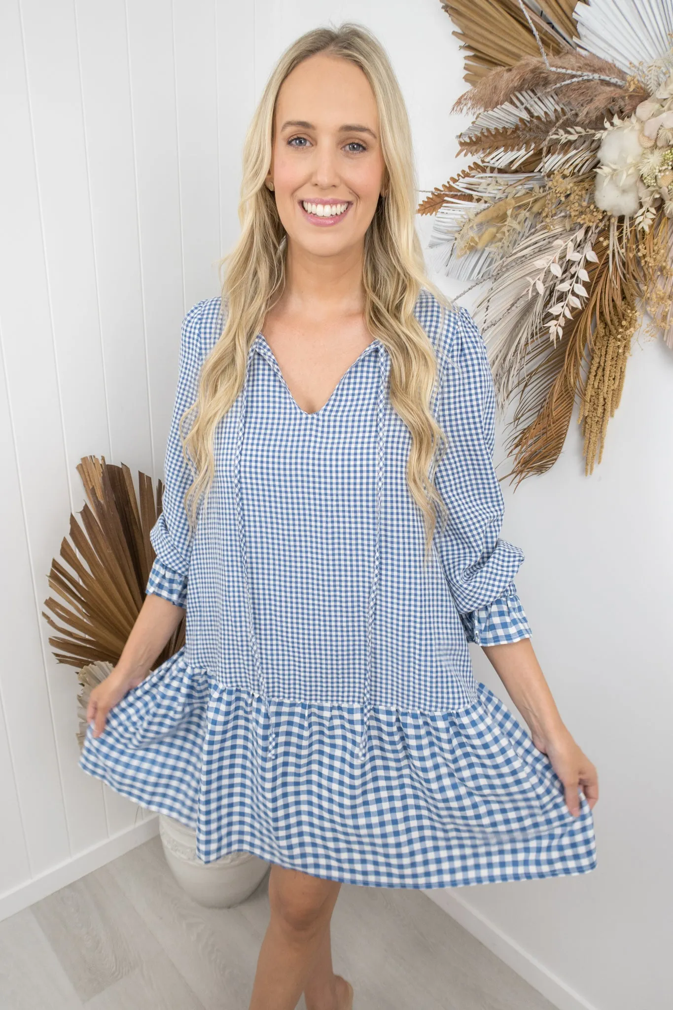 Josie Dress -Navy/blue gingham