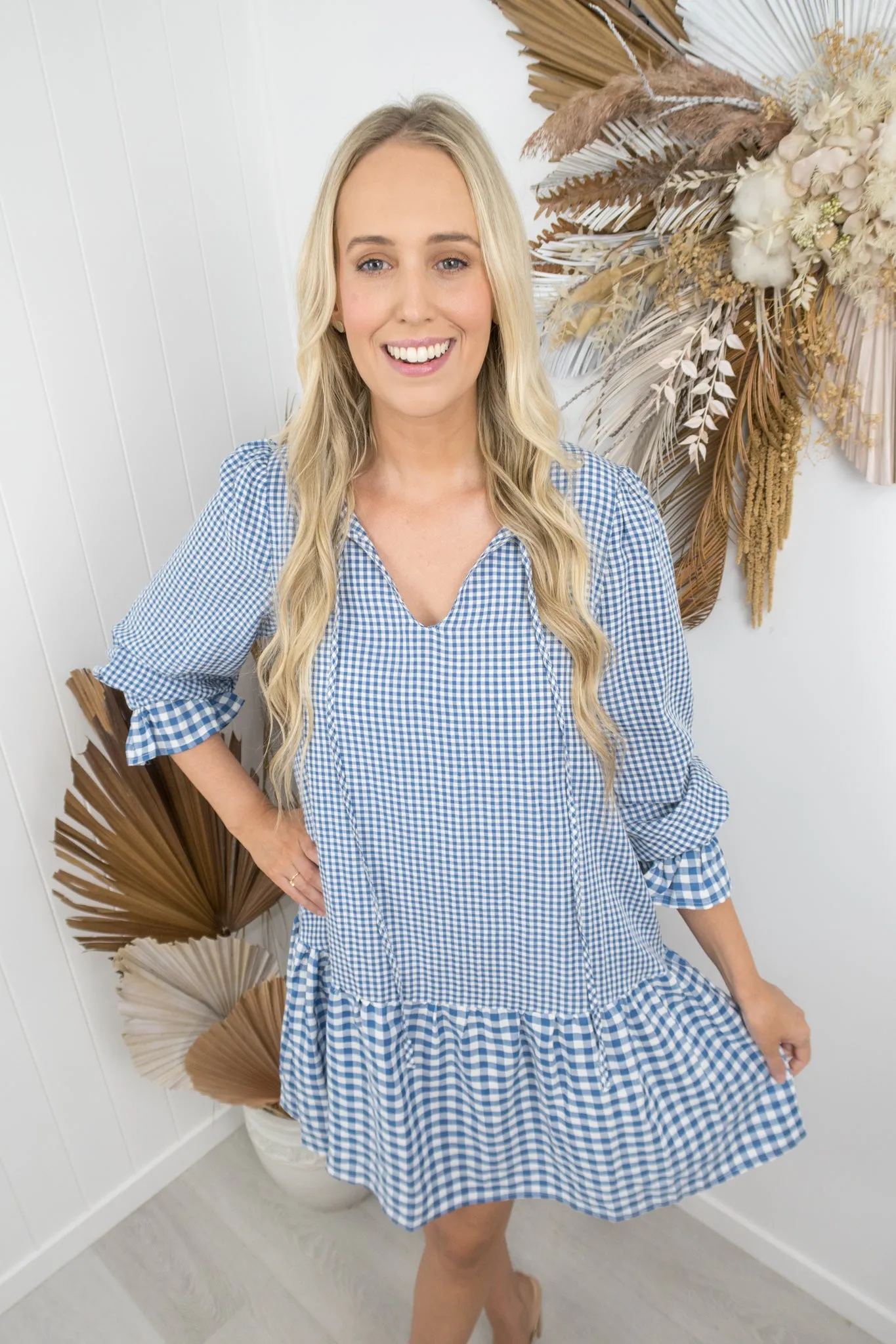 Josie Dress -Navy/blue gingham