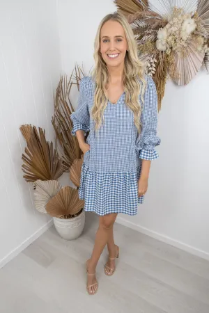 Josie Dress -Navy/blue gingham