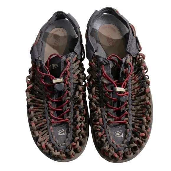 Keen Uneek Mens Corded Brown Red Fisherman Outdoor Sandals Sz 10.5