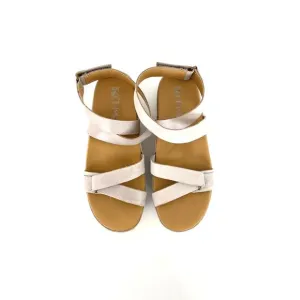 Kork Ease Light Gray Leather Strappy Ankle Strap Hook Loop Platform Sandals 7M