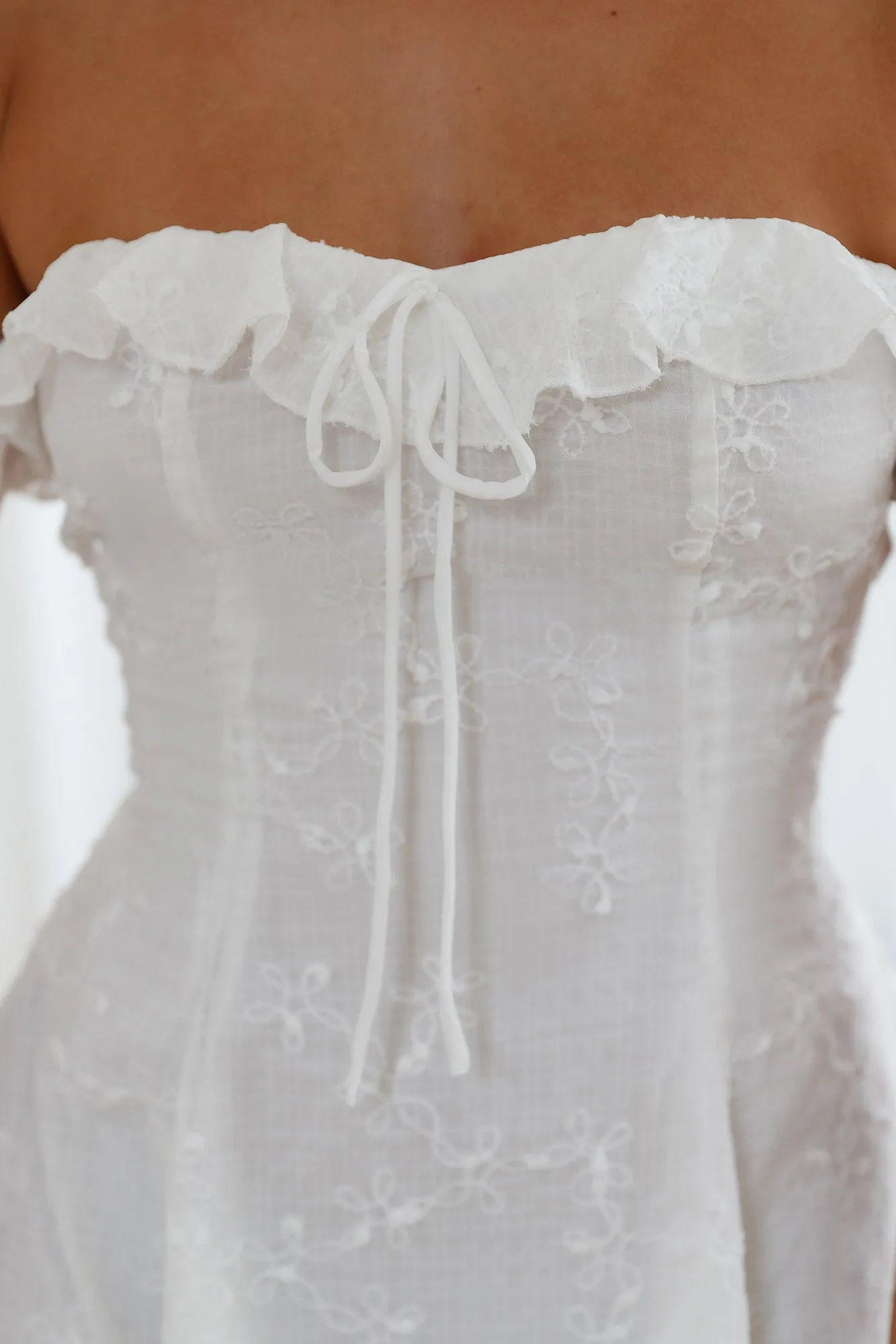 Lasting Impressions Off Shoulder Mini Dress White