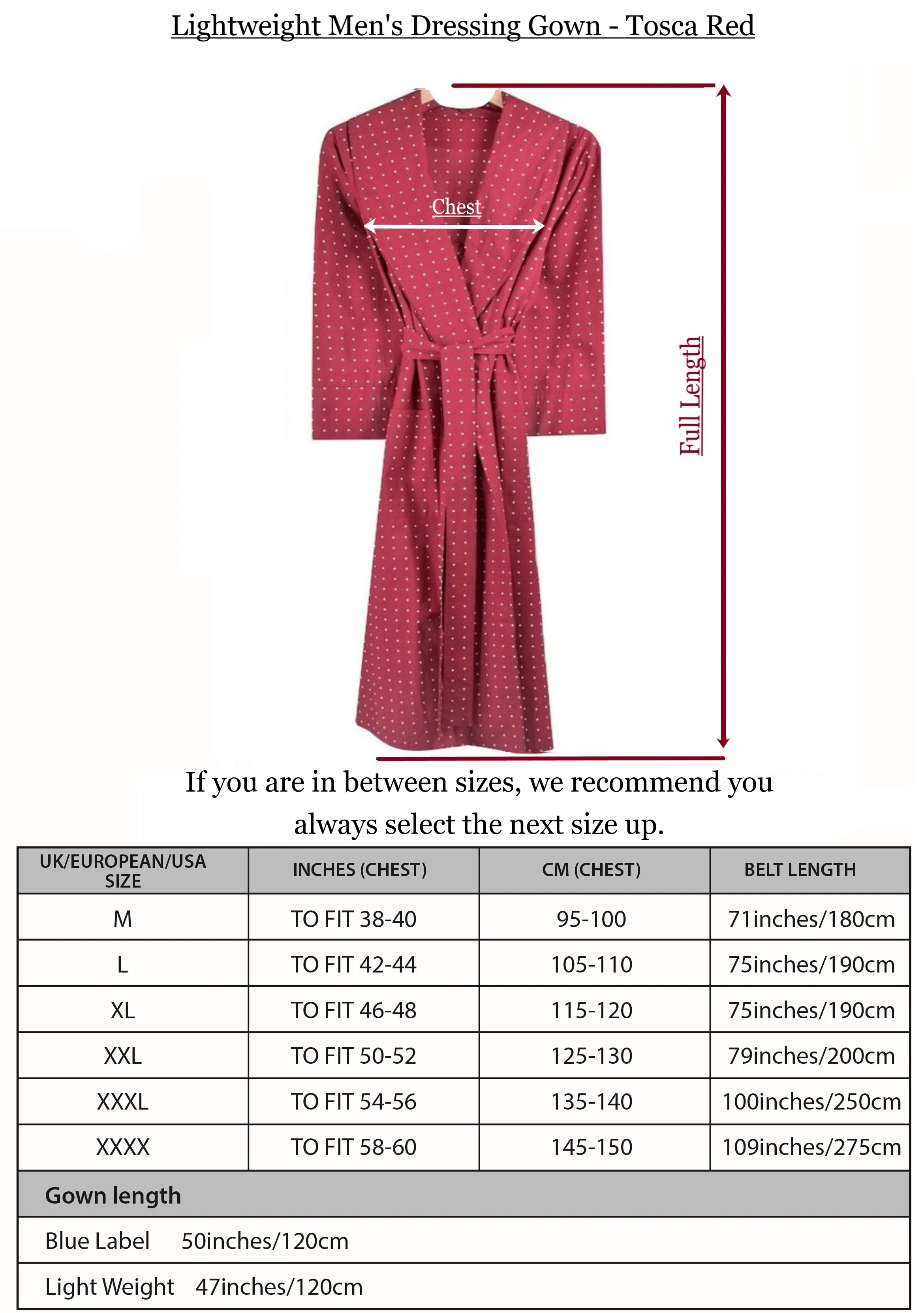 Lightweight Men's Dressing Gown - Tosca Red