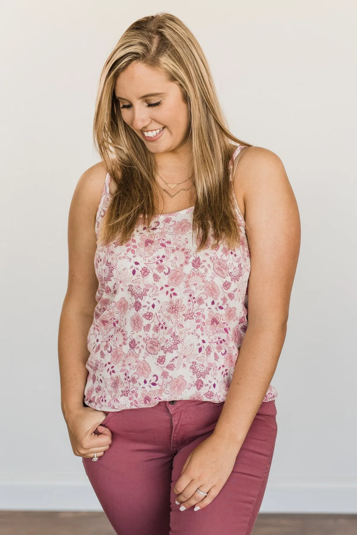 Little Things In Life Floral Tank Top- Shades Of Pink