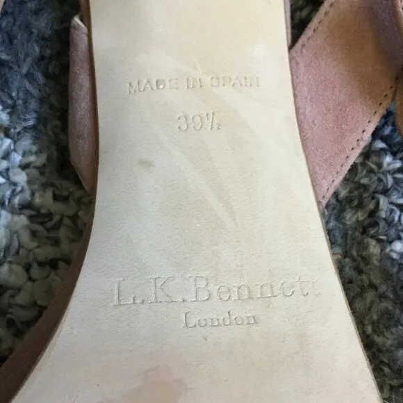 LK Bennett  Eur 39.5 US 8 Dusty Pink Suede Alie Block Heel Ankle Strap Sandals
