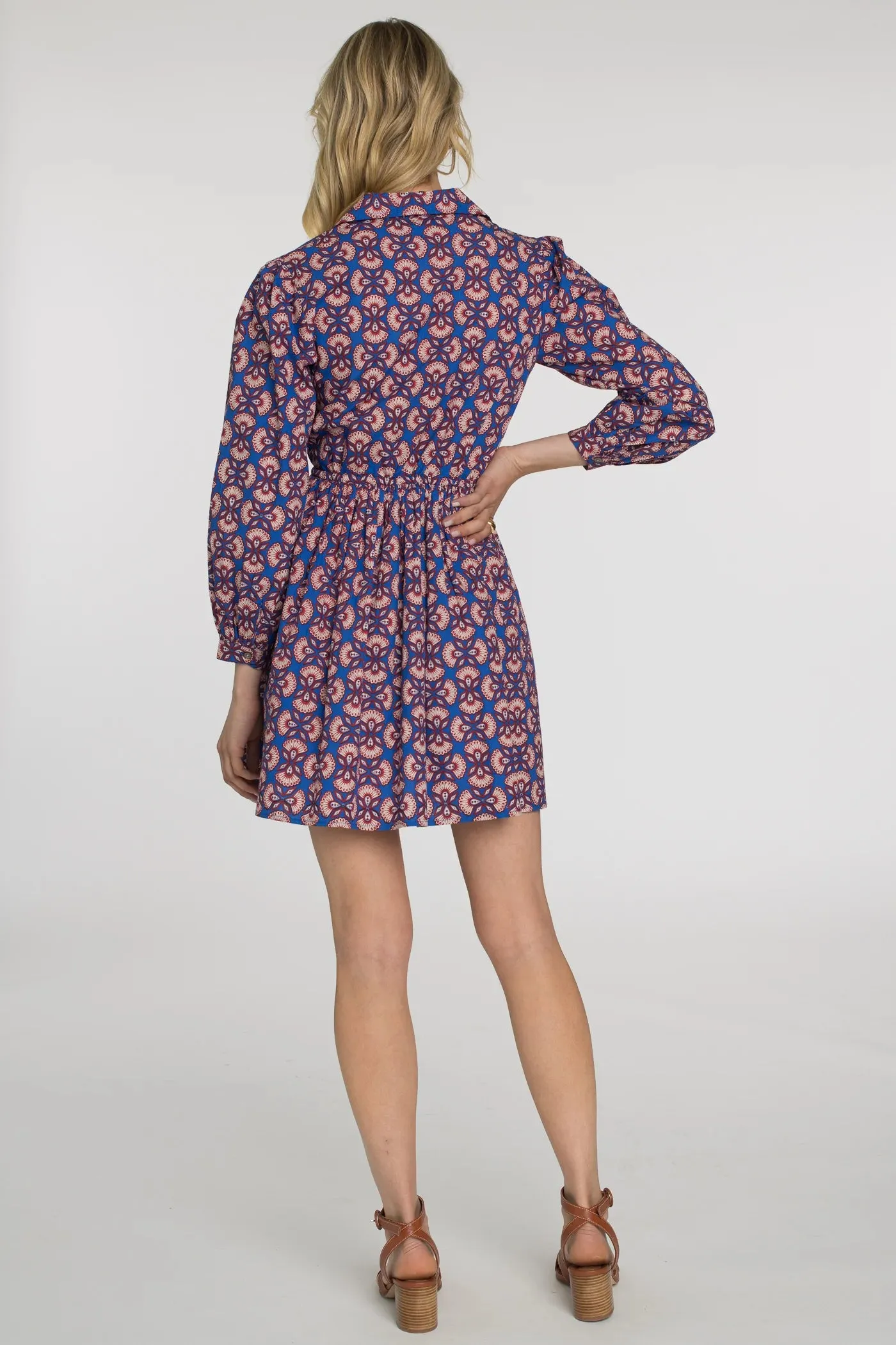 Long Sleeve Daphne Dress (Sapphire Feather)