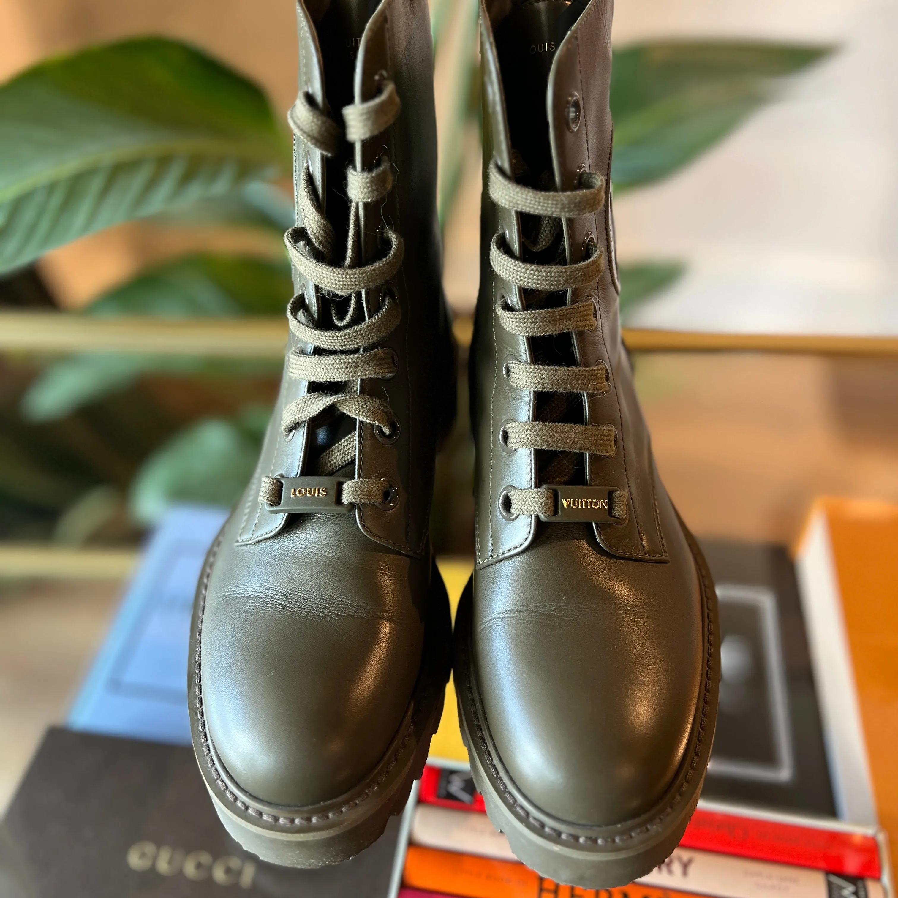 LOUIS VUITTON Military Green Territory Boots MA0261 36 US 5.5