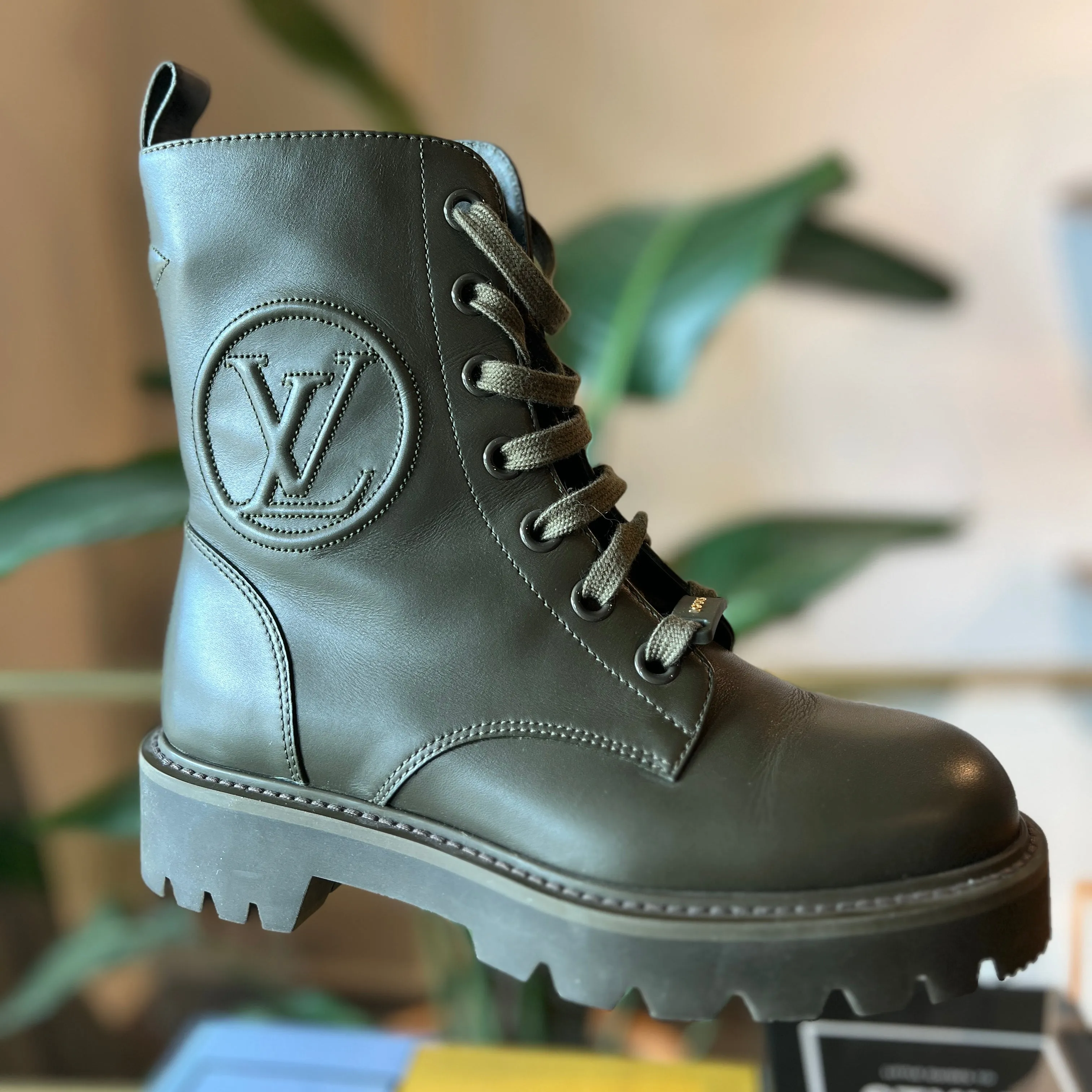 LOUIS VUITTON Military Green Territory Boots MA0261 36 US 5.5