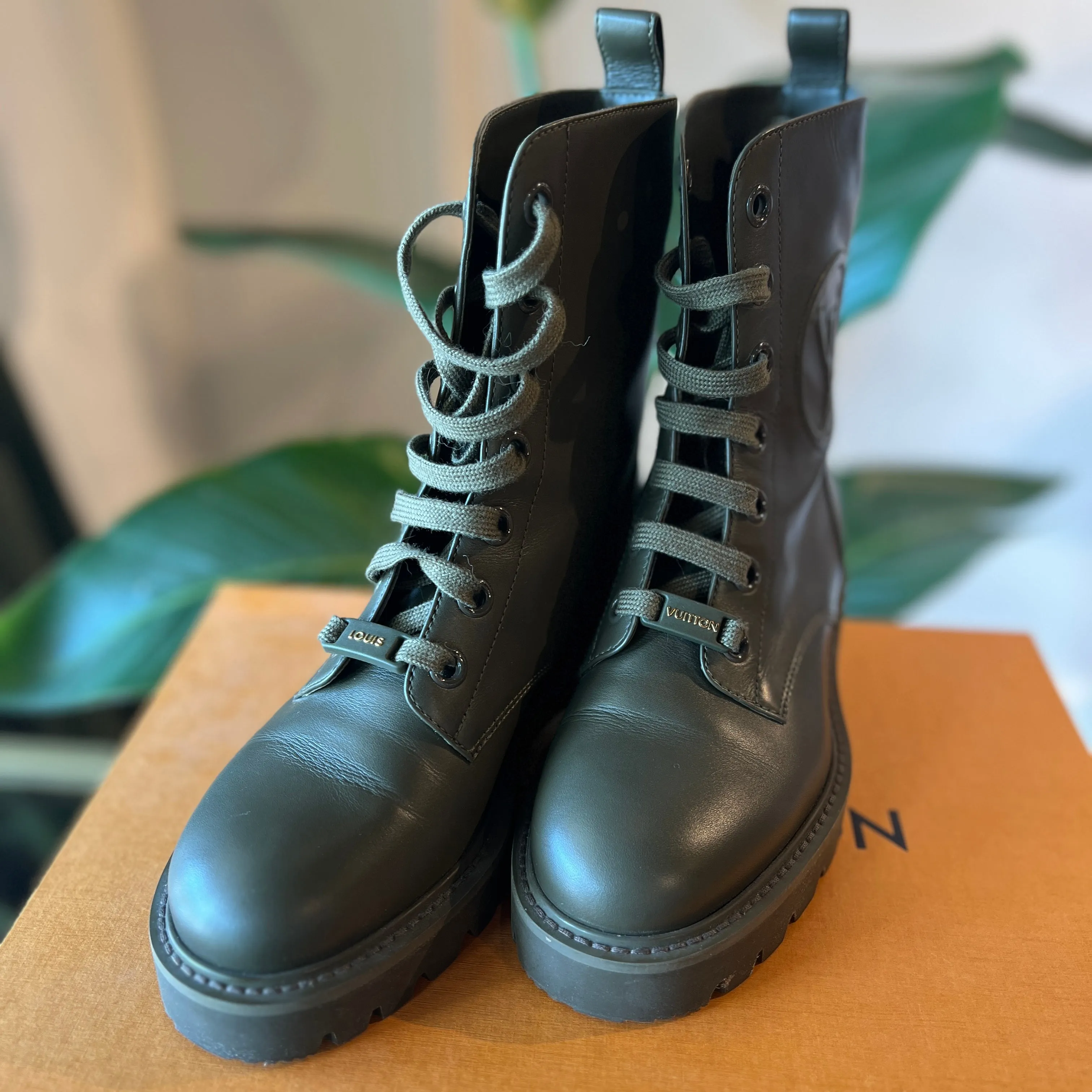 LOUIS VUITTON Military Green Territory Boots MA0261 36 US 5.5