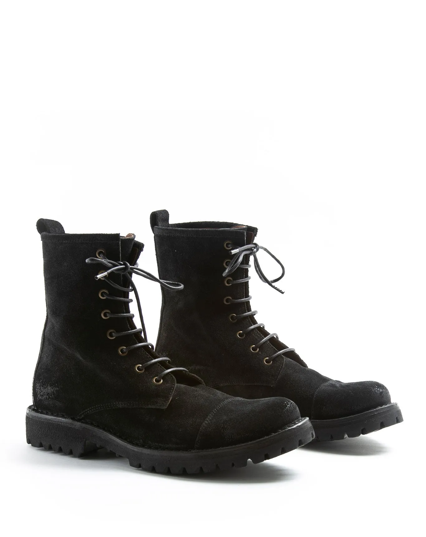 M-EIGHT Black Suede Lace-up Boots