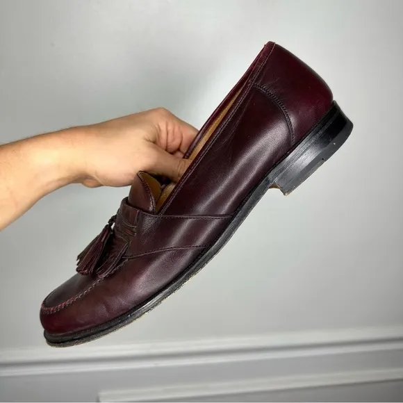 Magnanni Maroon Leather Slip On Tassel Loafers Mens 9 WIDE