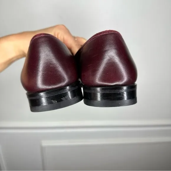 Magnanni Maroon Leather Slip On Tassel Loafers Mens 9 WIDE