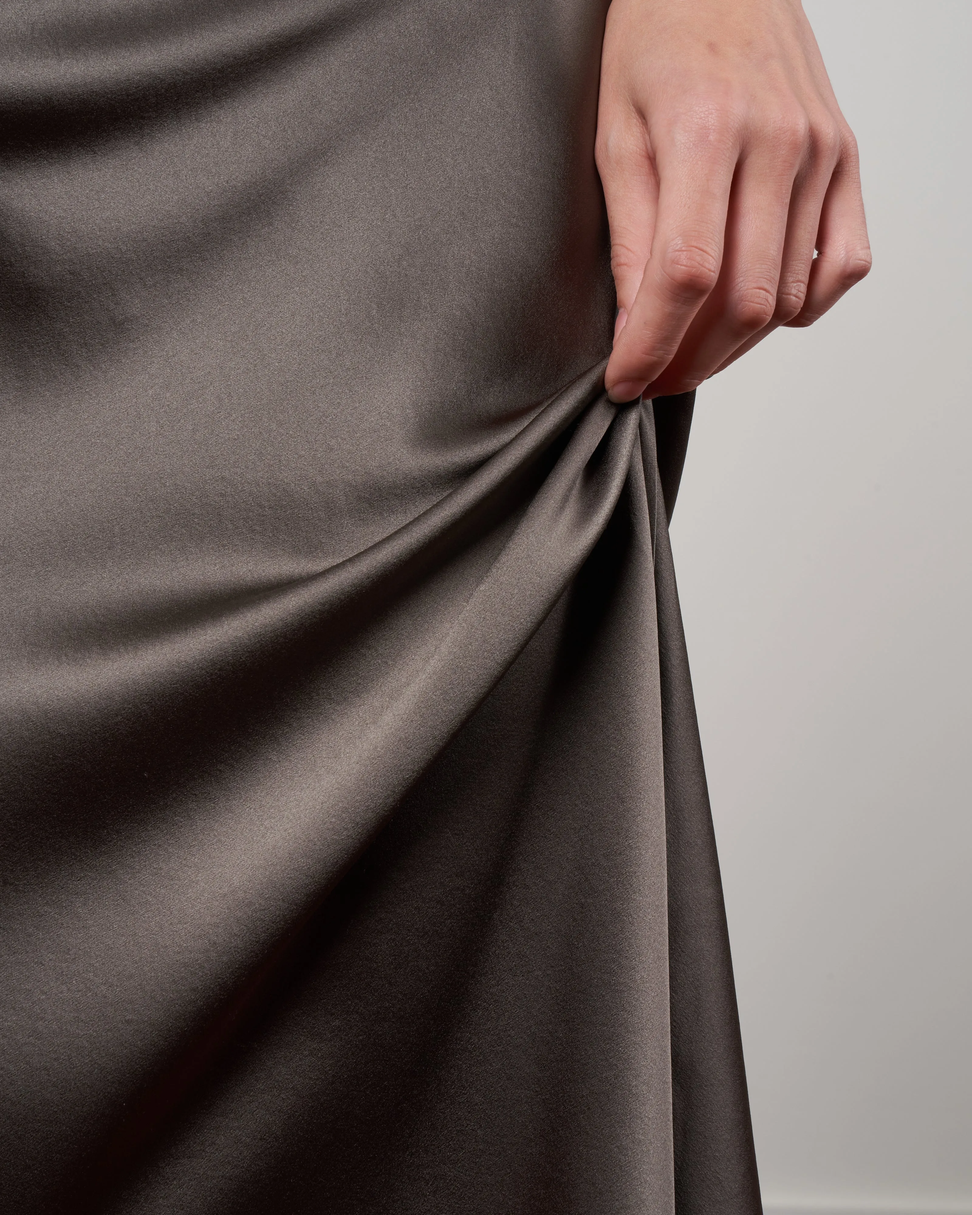 midi slip dress - taupe silk