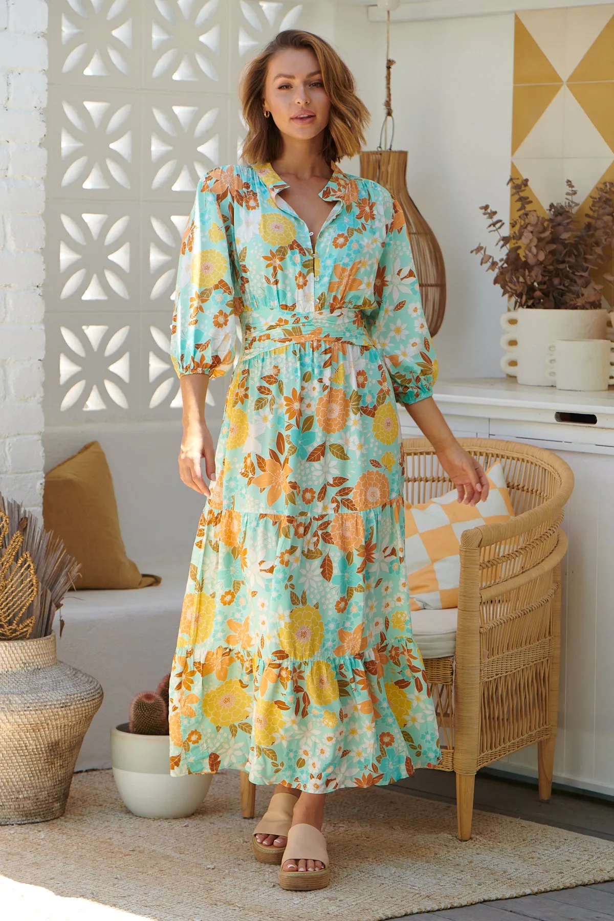 Mint Tiffany Print Opal Maxi Dress
