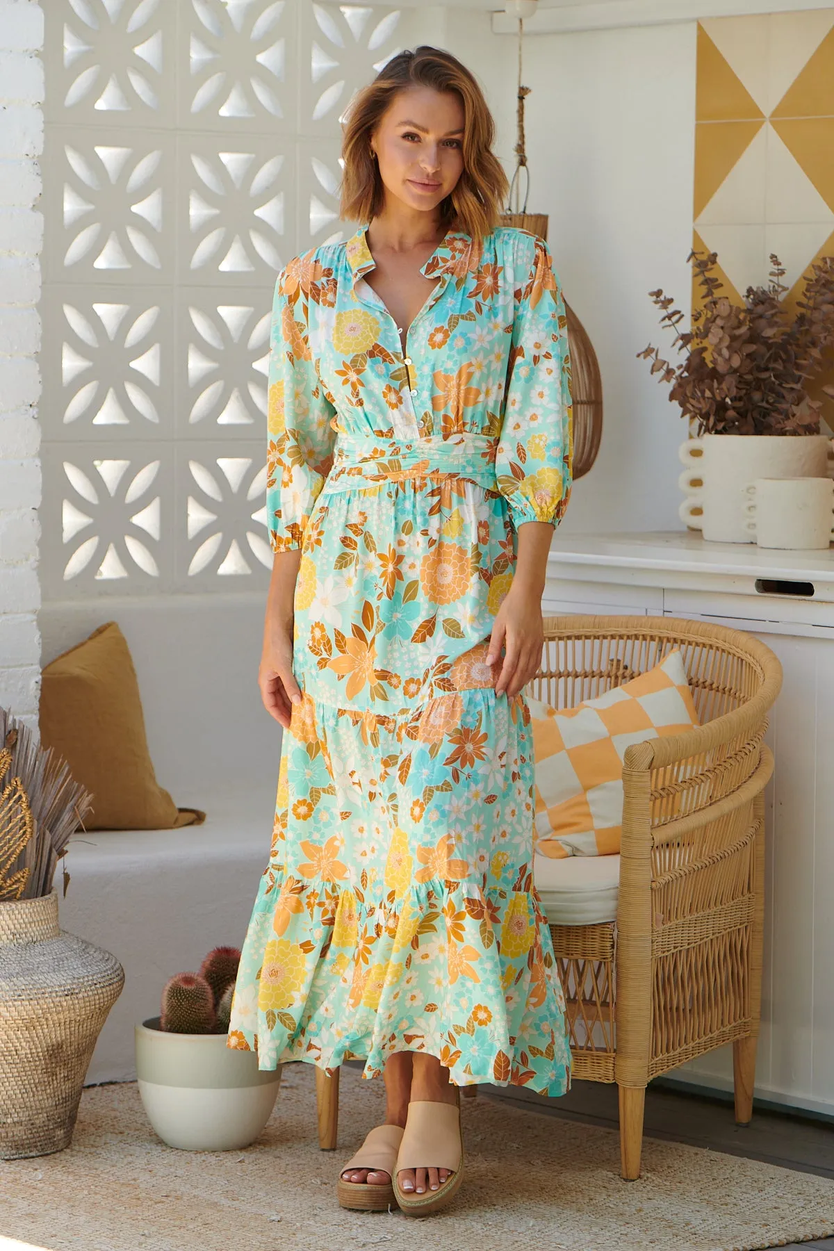 Mint Tiffany Print Opal Maxi Dress