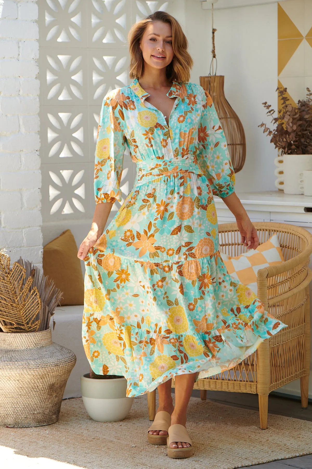Mint Tiffany Print Opal Maxi Dress