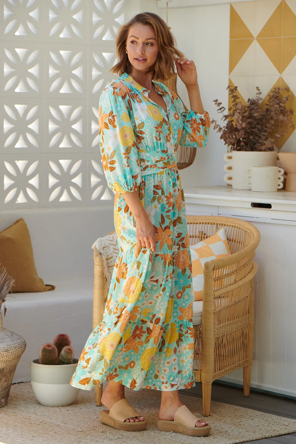Mint Tiffany Print Opal Maxi Dress