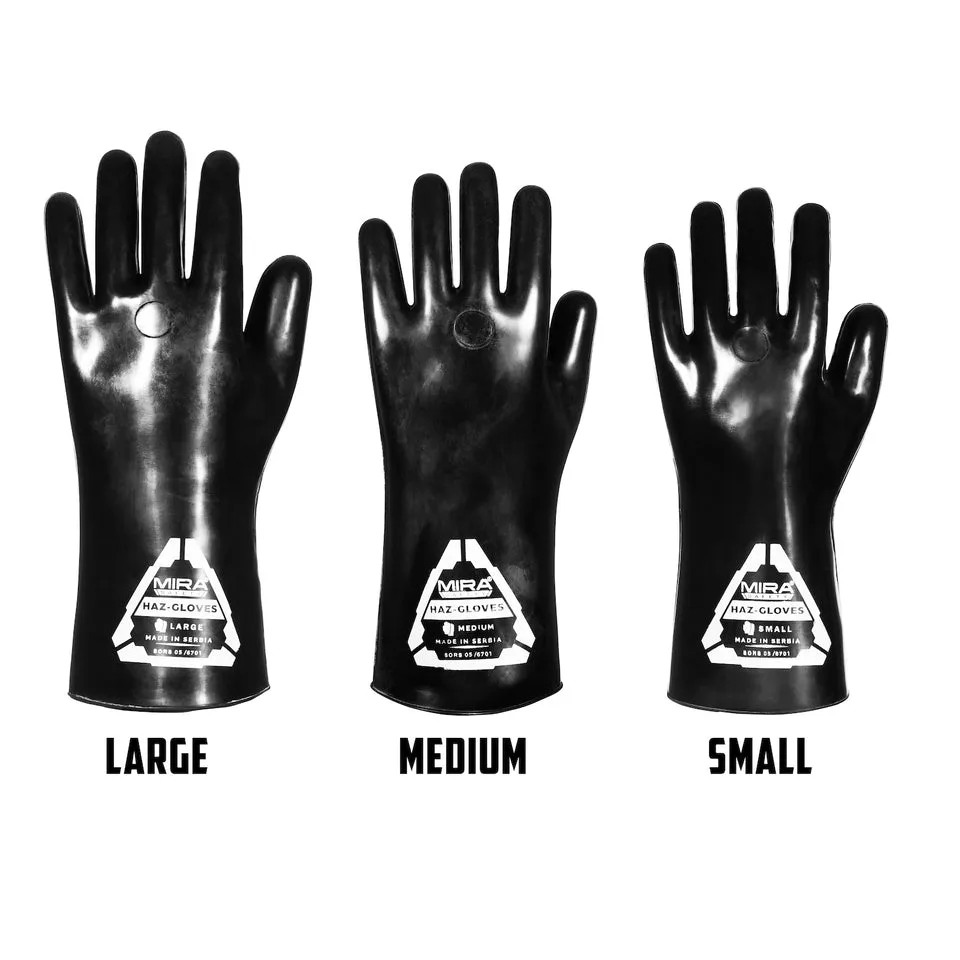 MIRA Safety HAZ-GLOVES Butyl Gloves for CBRN Protection Set of 4