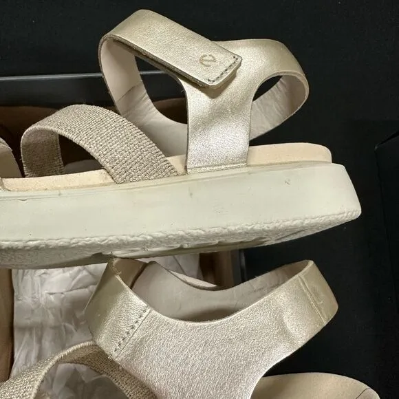 New Ecco Flowt Strap Sandals Pure White Gold 35
