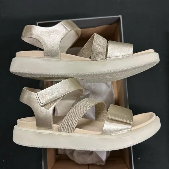 New Ecco Flowt Strap Sandals Pure White Gold 35