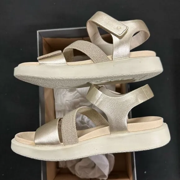 New Ecco Flowt Strap Sandals Pure White Gold 35