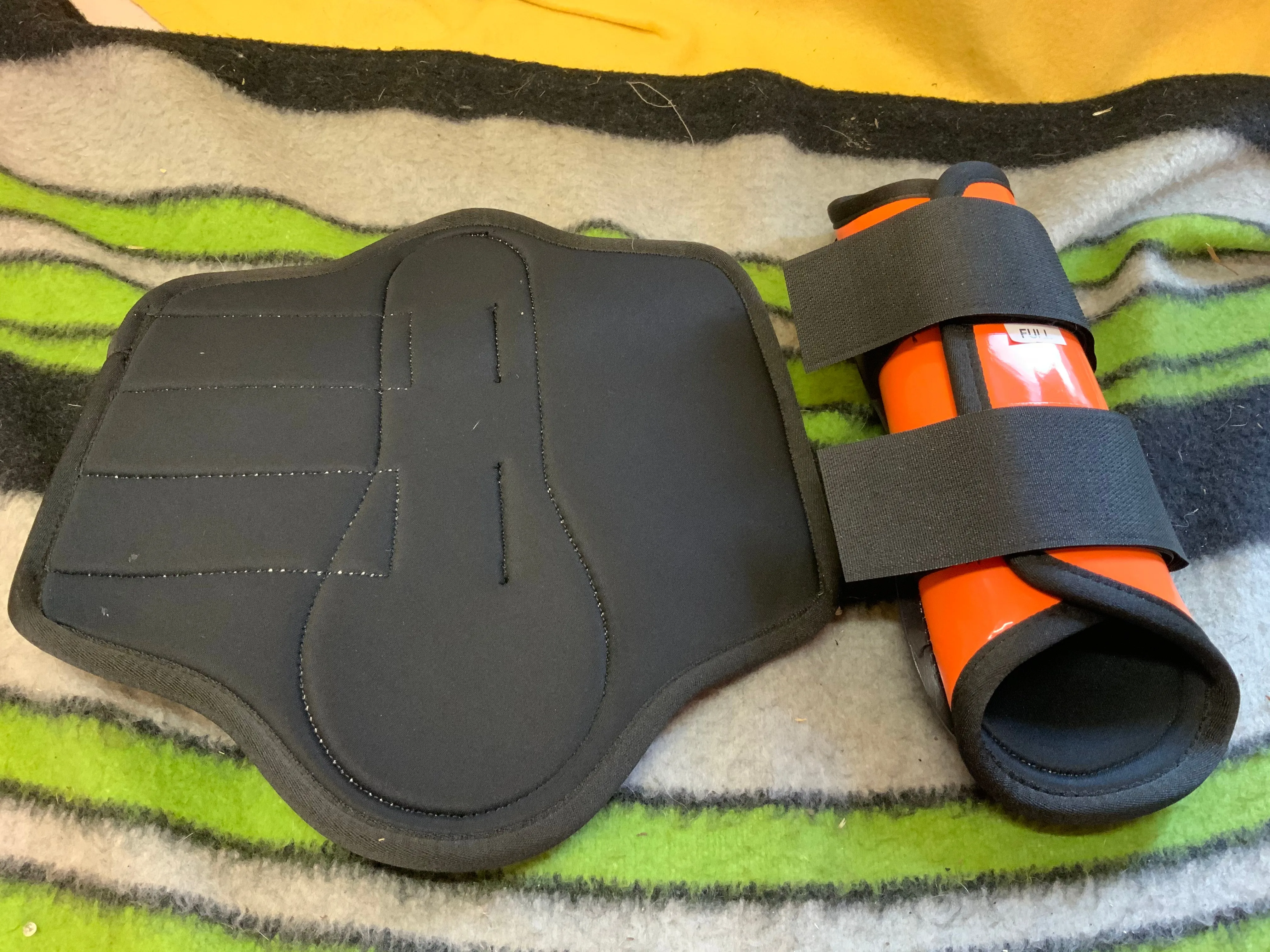 NEW! Gallop orange patent brushing boots. Full size. FREE DELIVERY
