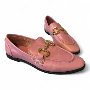 New Jeffrey Campbell Velviteen Horsebit Baby Pink Loafers Flats Shoes Size 7.5