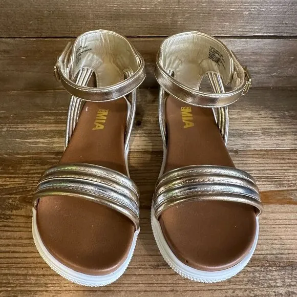 New Little Kids Mini Mia Lil Crisanta Metallic Leather Ankle Strap Sandals 12 C‎