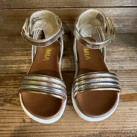 New Little Kids Mini Mia Lil‎ Crisanta Metallic Leather Ankle Strap Sandals 8 C